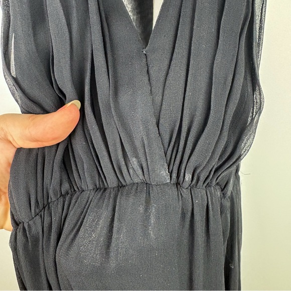 Alice + Olivia 100% Silk Alberta Halter Neck Backless Chiffon Maxi Dress Gown 6 - Picture 5 of 10